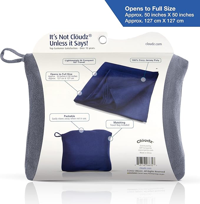 Cloudz Jersey Travel Blanket (50"x50") in A Bag - Heather Grey