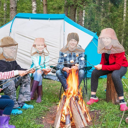 Funtery 12 Pcs Mosquito Head Mesh Face Fly Netting Hood Protecting Sun Fishing Hat with Net for Men Women