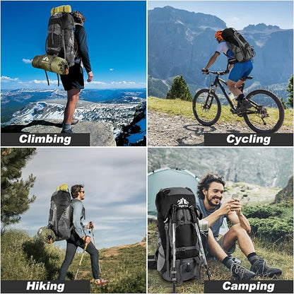 Night Cat Hiking Backpacks 70L Camping Backpacking Packs for Men Women Lightweight Outdoor for Mountaineering Traveling, No Internal Frame