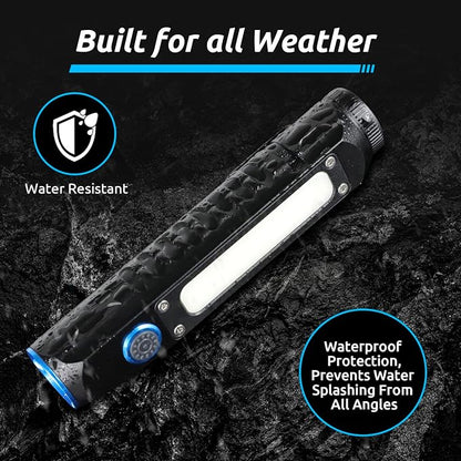 Flashlight Rechargeable Magnetic LED Flashlight 500LM Super Bright LED Tactical Flashlight with Cob Sidelight Waterproof 8 Modes for Camping Emergency and Outdoor Use 2 Pack