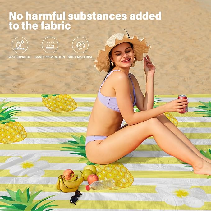 Beach Blanket Oversized Extra Large78 X 110",Waterproof Sandproof Beach Blanket 2-8 Adults Lightweight Durable for Travel Camping Hiking Picnic