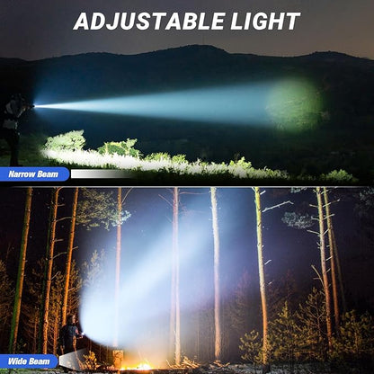 Rechargeable Led Flashlight 250000 Lumen, Super Bright Tactical Flashlight High Lumens 5 Light Modes, IPX7 Waterproof, Zoomable, Powerful Handheld Flashlight for Outdoor Emergency Camping, Hiking