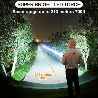 Spurtar Solar Powered Flashlight 2 Packs 2000mah USB Rechargeable Tactical Torch, Emergency Flashlights with Car Hammer Seat Belt Cutter Compass & Magnet 7 Modes, Emergency Car Kit