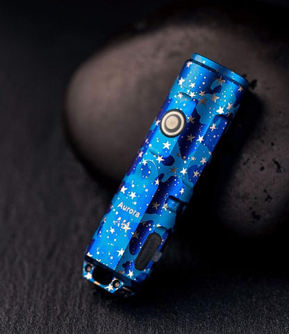RovyVon Aurora A11 Titanium LED Flashlight High Lumen Rechargeable EDC Pocket Flashlights 650 Lumen 5 Modes Super Bright Water Resistant for Camping, Hiking (Blue Sky)