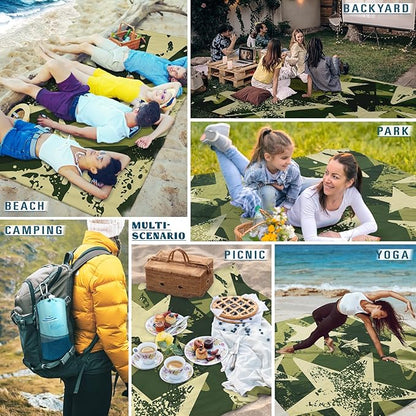 Beach Blanket Sandproof Waterproof 78''×81''1-5 Adults Oversized,Compact Lightweight Durable Beach Mat for Travel Camping Hiking Picnic Blanket