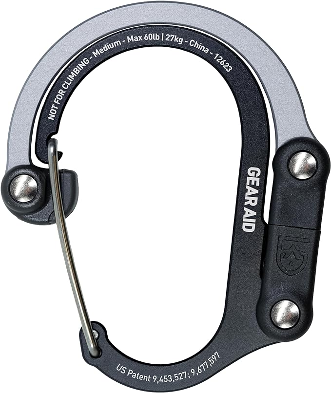 GEAR AID HEROCLIP 360° Swivel Carabiner Gear Clip and Hook (Medium) for Camping, Backpack, Suitcases and Garage Organization