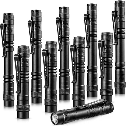 10 Pieces Mini Small LED Flashlight Handheld Pen Light Flashlight with Clip Led Pen Pocket Light Torch for Camping Outdoor Emergency Diary Lighting (3.5 Inches, 5.2 Inches)