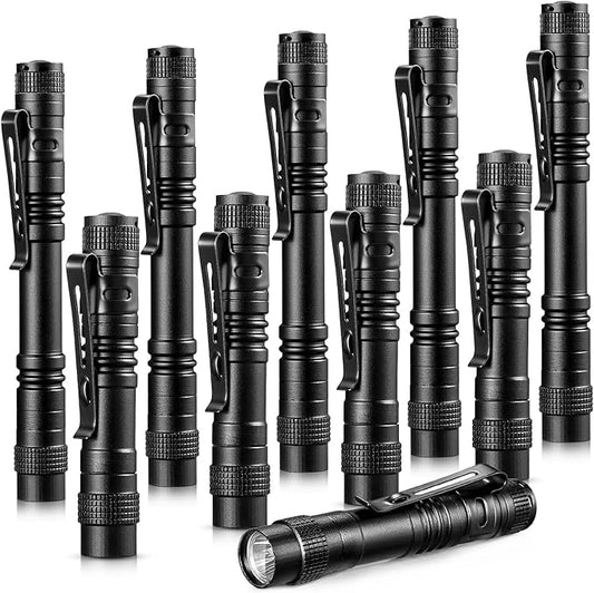 10 Pieces Mini Small LED Flashlight Handheld Pen Light Flashlight with Clip Led Pen Pocket Light Torch for Camping Outdoor Emergency Diary Lighting (3.5 Inches, 5.2 Inches)