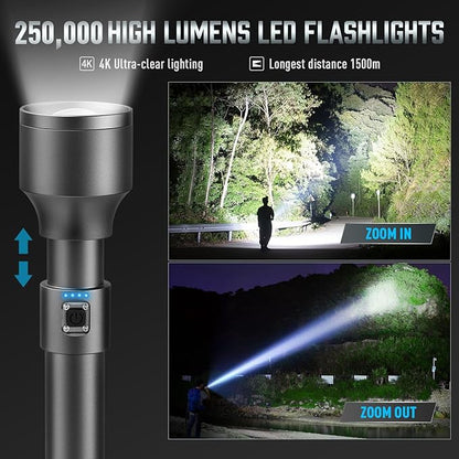 MIAOKE 250,000 Flashlights High Lumens, IPX7 & Zoomable XHP-90 Led Super Bright Rechargeable Flashlight with 3 Lighting Modes for Home, Hunting, Camping, Emergencies-Best Gift for Man-DiscoverPro