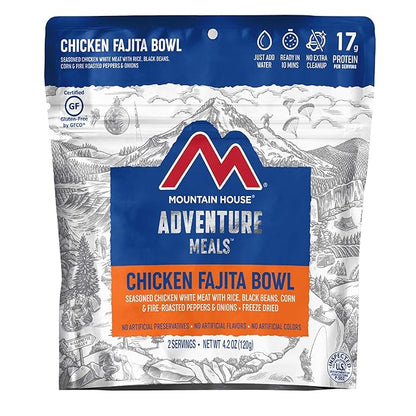 Mountain House Rice & Chicken + Mountain House Chicken Fajita Bowl | Freeze Dried Backpacking & Camping Food | 2 Servings Each