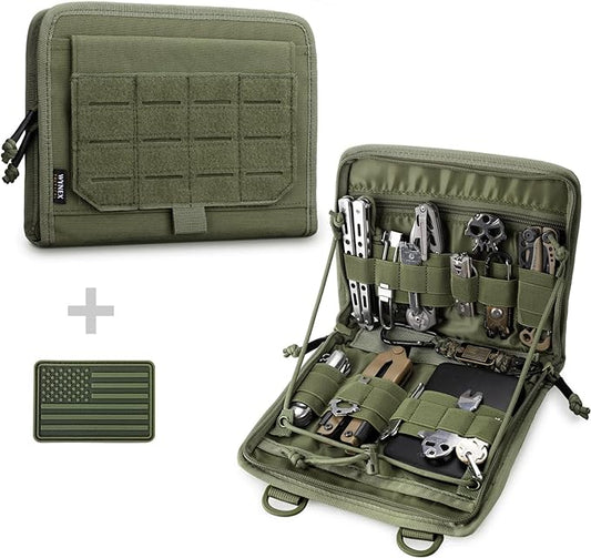WYNEX Tactical Folding Admin Pouch, Molle Tool Bag of Laser-Cut Design, Utility Organizer EDC Medical Bag Modular Pouches Tactical Attachment Waist Pouch Include U.S Patch