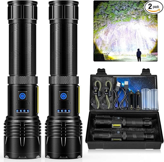 Rechargeable Flashlights High Lumens, 990,000 Lumens Bright Led Flashlight with 7 Modes, Powerful Flash Light for Home Camping Hiking Outdoor