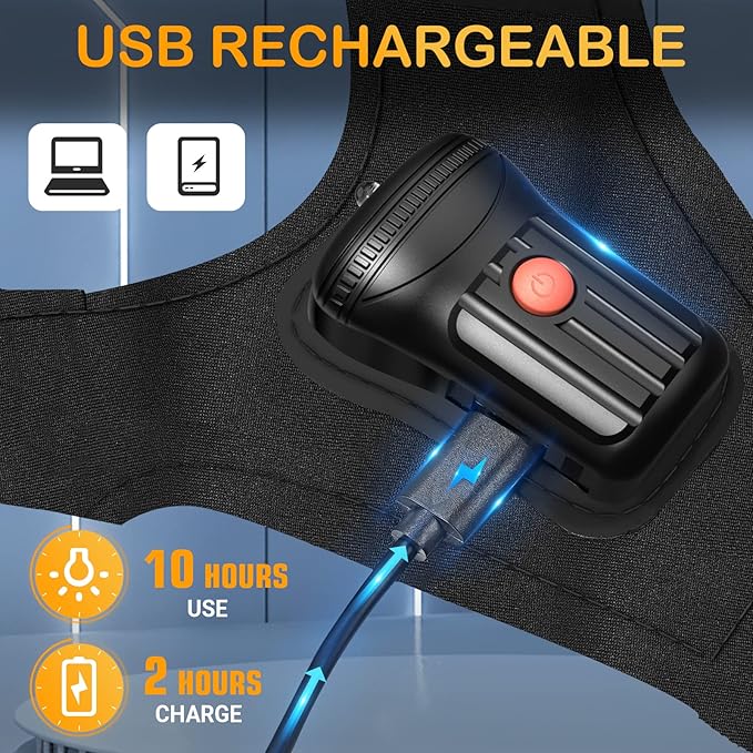 Fathers Day Gift from Daughter Son Wife, Flashlight Gloves for Men Rechargeable (2 Pcs) for Men Dad Him Husband Brother Who Have Everything, Cool Gadgets Led Gloves for Fishing Camping Repairing