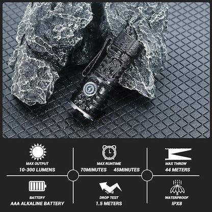 Multi-Function Strong Light Flashlight,1000LM Mini Flashlight, 8 Light Modes, IPX6 Waterproof, Magnetic, with Cap Clip,Suitable for Outdoor, Camping, Power Outages(Black Small 2 PCS)