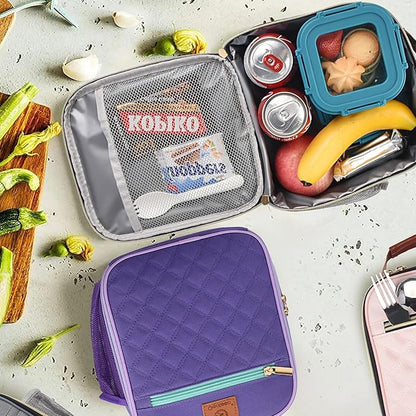 Lunch Box for Women Men Kids Girls Teen Adults,Insulated Lunch Bag with Bottle Holder,Small Lunch Box Cooler Lightweight Reusable LunchBox for Work Office School Travel Picnic-Lake Green