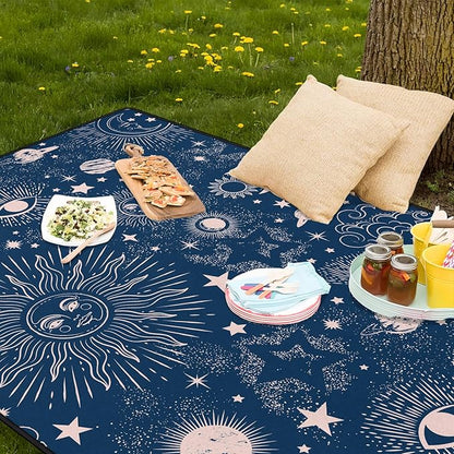 Goth Sun and Moon Picnic Blanket Waterproof Foldable Extra Large Picnic Mat Beach Blanket 80"x80" for Camping Beach Hiking Patio Party Decor Gifts