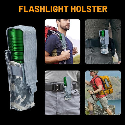 Rechargeable Flashlights 2400000 High Lumens, Super Bright LED Flashlight Battery Powered|30H Long Life|Holster| Zoomable 5 Modes|Output|Waterproof|Powerful Tactical Flashlights for Emergency, Camping