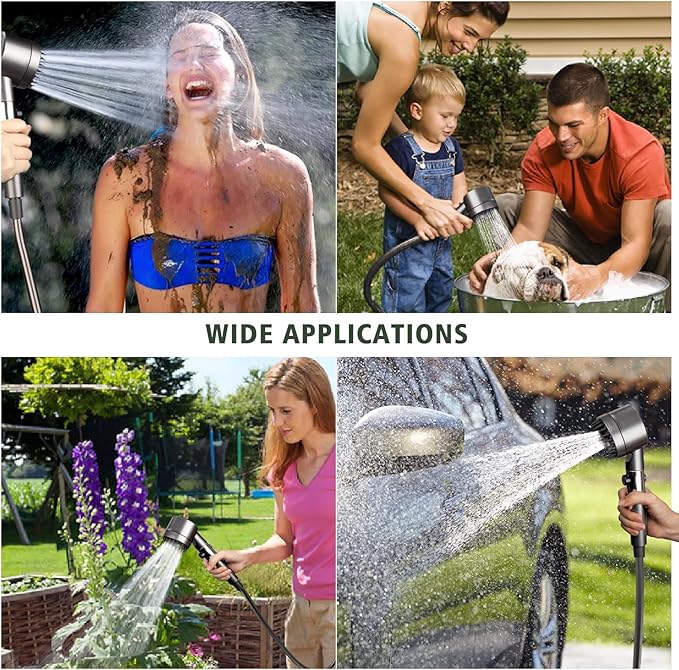 Portable Camping Shower Pump Kit, 7800mAh Showers Pump for Travel, Camping,Outdoor, Tents Shower and Pet Cleaning, with Water Temperature Display and Rechargeable Battery