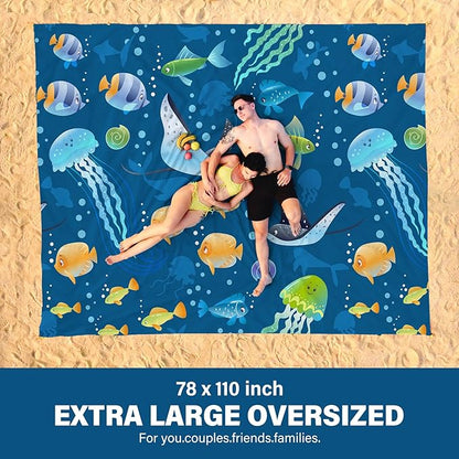 Beach Blanket Oversized Extra Large78 X110,Waterproof Sandproof Beach Blanket 2-8 Adults Lightweight Durable for Travel Camping Hiking Picnic