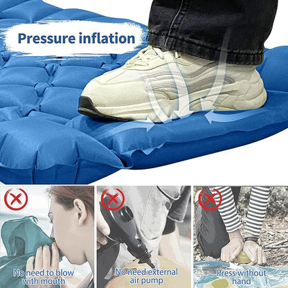 EULANT Single Sleeping Pad for Camping with Built-in Pillows & Foot Pump,Ultralight & Portable Self Inflating Air Mat for Camping Backpacking Hiking Tent