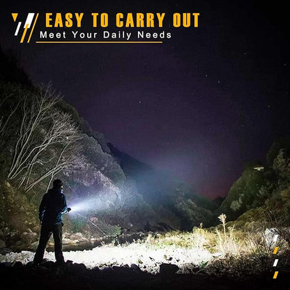 Flashlights High Lumens Rechargeable,1000000LM Spotlight Flashlight,IP68 Waterproof Rechargeable Flashlight,Linterna recargable 10000mAh Long Lasting for Camping,Boat,Walking,Farm.(Silver)