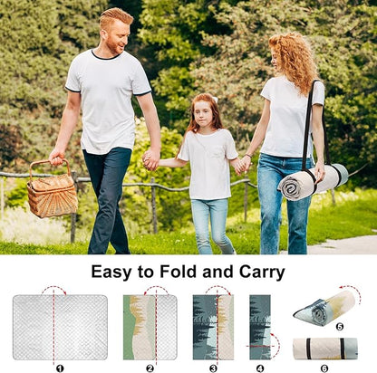 ICOSY Large Picnic Outdoor Blankets, 78" x 59" Beach Camping Blanket Waterproof Sandproof Picnic Camping Mat Camping Gear Essentials