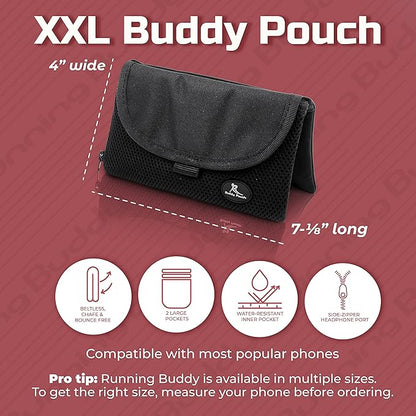 Running Buddy XXL Running Fanny Pack for Men & Women - Black | Running Waist Pack for Jogging, Hiking, Cycling | Phone, Money & Key Holder - No Bounce, Chafe, Slip | Water Resistant & Sweat Proof