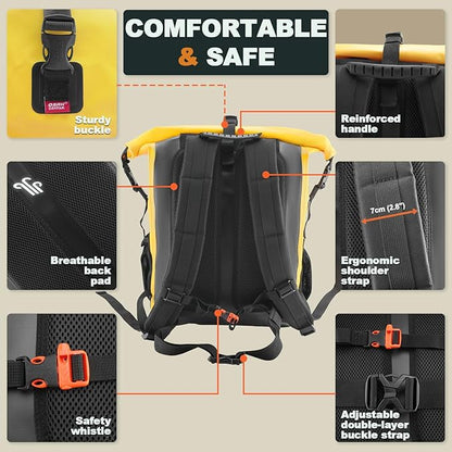Waterproof Backpack Dry Bag 35L/55L – Heavy Duty Roll-Top Hiking Backpack for Travel, Kayaking, Boating, Camping, Rafting and Fishing