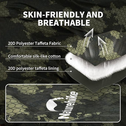 Naturehike Ultralight Sleeping Bag - Envelope Lightweight Portable, Waterproof, Comfort with Compression Sack - Great for 3 Season Traveling, Camping, Hiking, Jungle Green