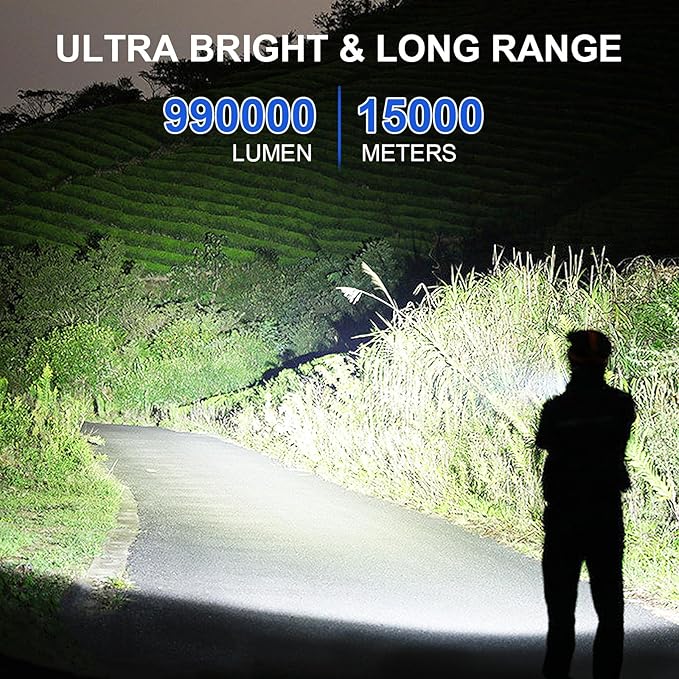 Rechargeable Flashlights High Lumens, 990,000 Lumens Super Bright led Flashlight with 5 Modes, IPX7 Waterproof, Powerful Handheld Flash Light for Home Camping Emergency