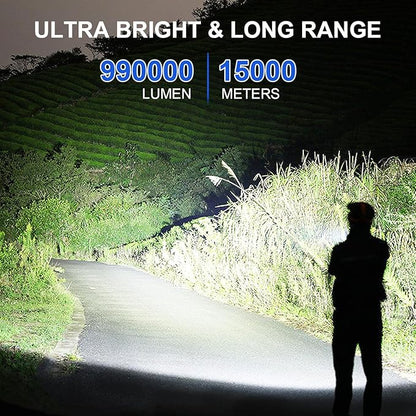Rechargeable Flashlights High Lumens, 990,000 Lumens Super Bright led Flashlight with 5 Modes, IPX7 Waterproof, Powerful Handheld Flash Light for Home Camping Emergency