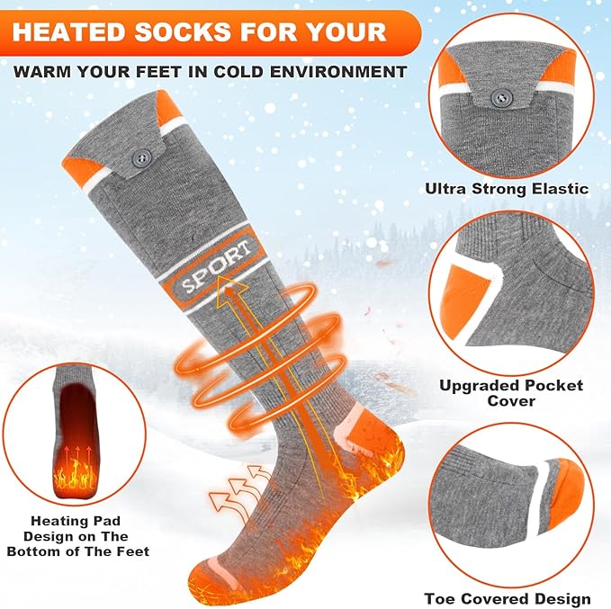 Heated Socks for Men Women,5000mAh Rechargeable Foot Warmer Electric Heating Socks with 3 Heating Settings & App Remote Control Thermal Electric Socks,Warm Socks for Hunting Skiing Camping Hiking