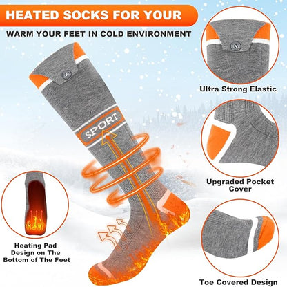 Heated Socks for Men Women,5000mAh Rechargeable Foot Warmer Electric Heating Socks with 3 Heating Settings & App Remote Control Thermal Electric Socks,Warm Socks for Hunting Skiing Camping Hiking