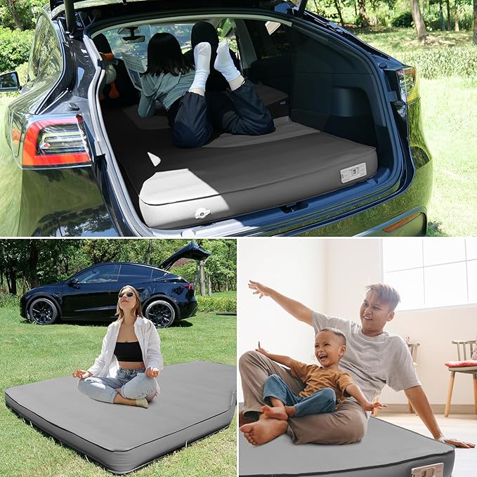 Camping Air Mattress for Tesla Model Y with Built-in Electric Air Pump, 3.93“ Extra Thick Foam Self Inflating Sleeping Pad for Camping, Fast Inflate & Deflate, 9.5 R-Value Car Camping Pads Bed