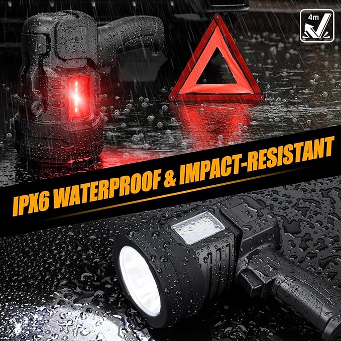 Spotlight Flashlight, 1000,000 Lumens Outdoor Spot Light, LED Rechargeable Spotlight Handheld, 8 Modes with Cob Light, 10800ɱAh, Flashlight for Camping Marine Boating Hunting, IPX6 Waterproof