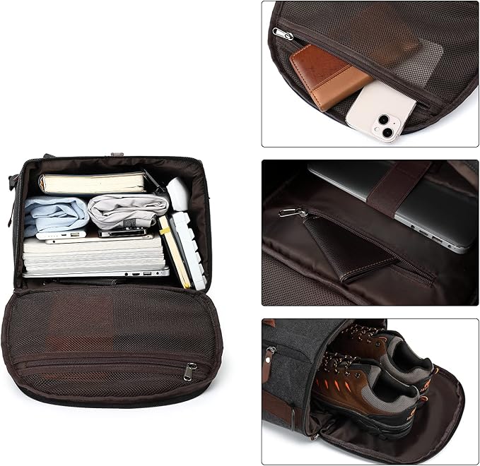 Gym Duffle Bag Backpack 4-Way Vintage canvas with Shoes Compartment for travel Sport Hiking laptop (Vintage grey) “X-Large