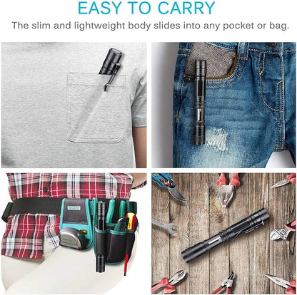Pen Flashlight, 3 Modes Small Pen Light Flashlight, Super Bright Powered by 2xAA Battery(Not Included) IP54 Waterproof with Pocket Clip Penlight for Emergency, Inspection, Medical -2 Pack