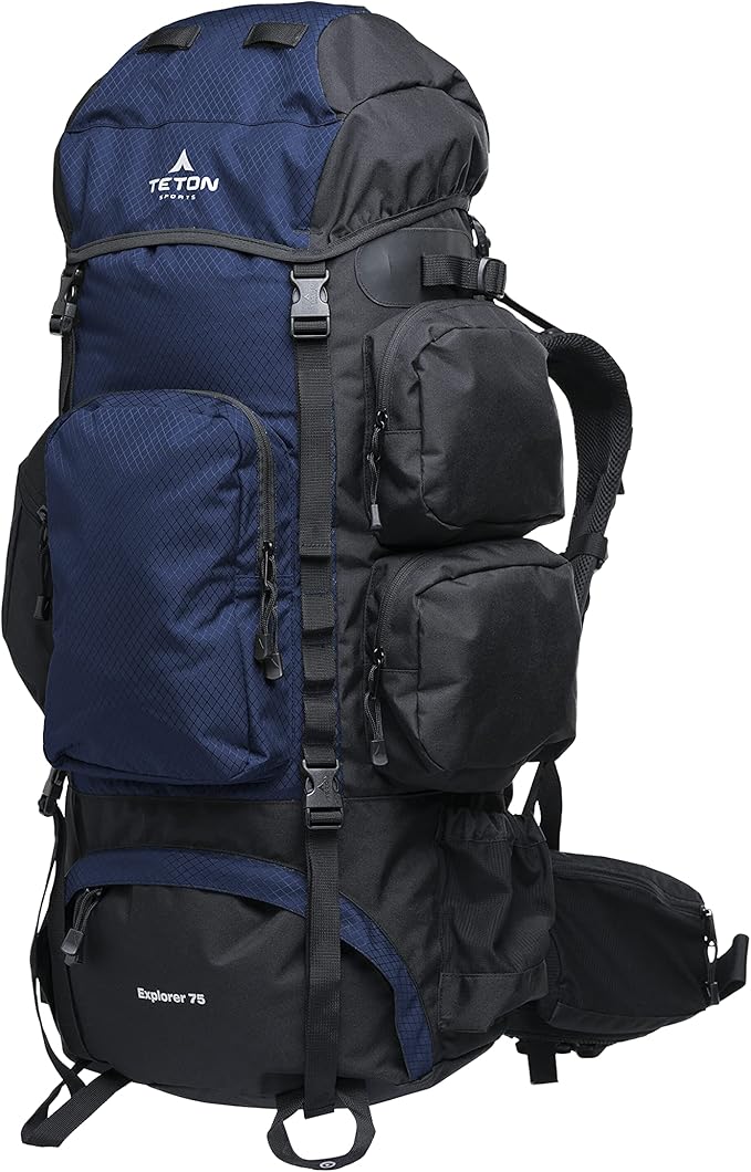 TETON 75L Explorer Internal Frame Backpack for Hiking, Camping, Backpacking, Rain Cover Included