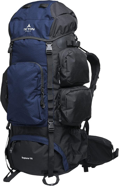 TETON 75L Explorer Internal Frame Backpack for Hiking, Camping, Backpacking, Rain Cover Included