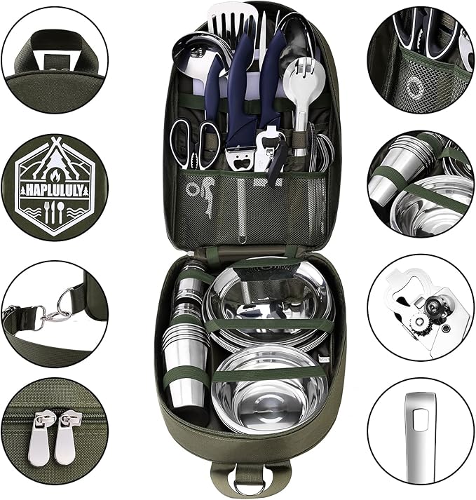 Camping Essentials Camping Accessories Gear Must Haves Camper Tent Camping Kitchen Rv Cooking Set Camping Cooking Utensils Set Supplies Gadgets Outdoor Stove Portable Picnic Gifts BBQ Stuff