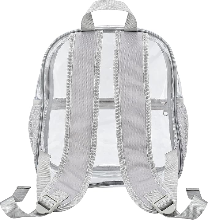 Oraben Clear Backpack for Stadium Events Clear Stadium Backpack 12x6x12 Bag (Enhanced Strap, Sliver)