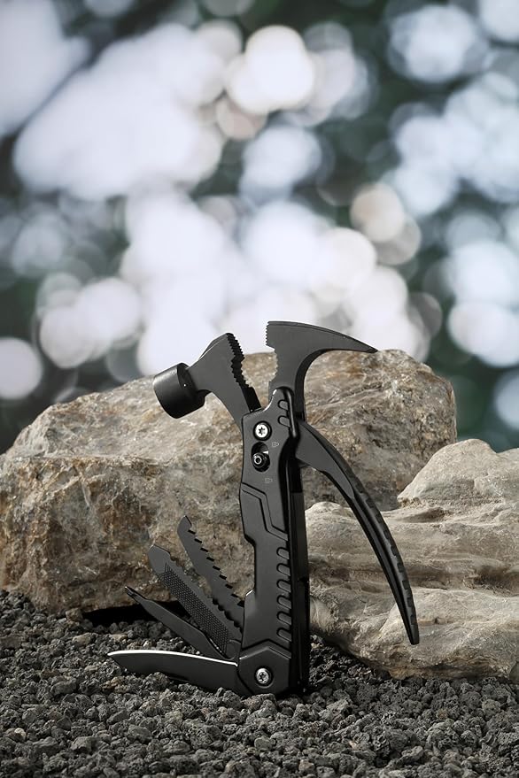KA-71 14-in-1 Multitool with Safety Locking, Professional Stainless Steel Multitool Pocket Hammer,Wire Cutters,Serrated Knife,Nail File,Apply to Home Renovation, Garage, DIY jobs and Camping