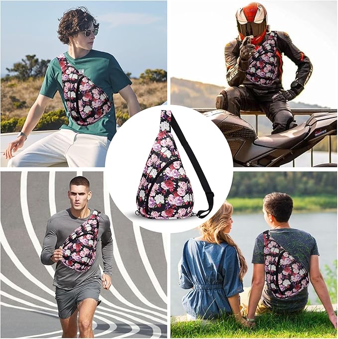 HUA ANGEL Crossbody Sling Bag for Men & Women Lightweight Waterproof Chest Shoulder Bag for Travel Hiking & Everyday Use