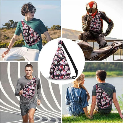 HUA ANGEL Crossbody Sling Bag for Men & Women Lightweight Waterproof Chest Shoulder Bag for Travel Hiking & Everyday Use