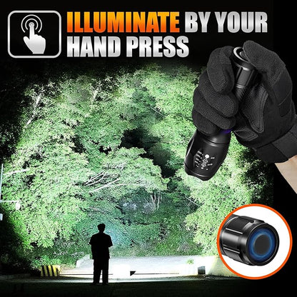2 Pack LED Flashlights High Lumens with 6 AAA Batteries, 5 Modes Mini Waterproof Tactical Flashlight for Camping Hiking, Bright Flashlight with Zoomable, Fathers Day Dad Gifts for Him, Black & Purple