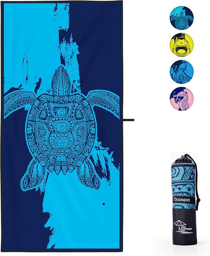 OCOOPA Microfiber Beach Towel Fast Drying, Extra Large 71" x 32" Sand Free Beach Towel Super Lightweight Towels for Swimming Pool, Camping, Picnic, Yoga Gym Sports