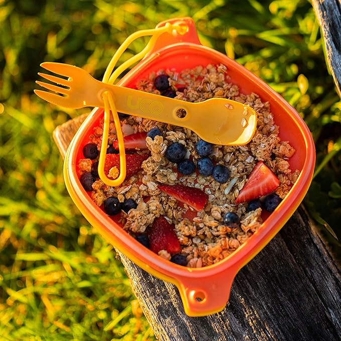 UCO 4-Piece Camping Mess Kit with Bowl, Plate and 3-in-1 Spork Utensil Set