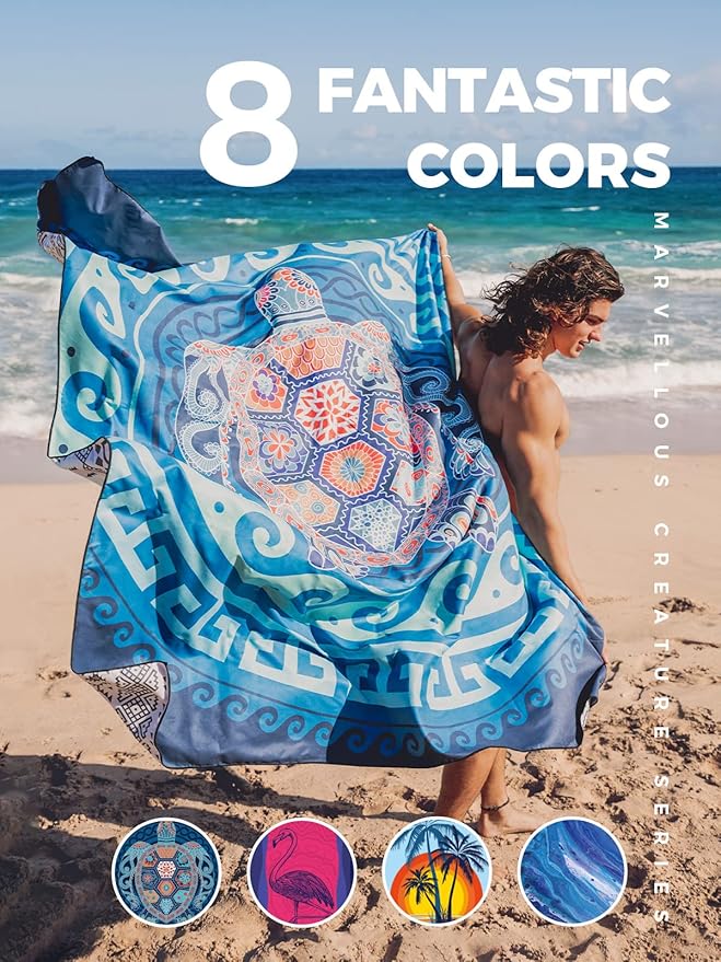 OCOOPA Microfiber Beach Towel Fast Drying, Extra Large 71" x 32" Sand Free Beach Towel Super Lightweight Towels for Swimming Pool, Camping, Picnic, Yoga Gym Sports