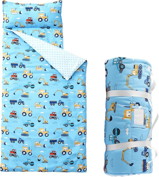 Bunnikins & Clover Toddler Nap Mat with Removable Pillow, Nap Mats for Preschool, Easy Clean Toddler Nap Pad for Kindergarten, Kids Sleeping Bag for Travel Camping