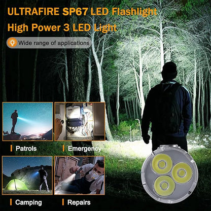ULTRAFIRE SP67 LED Flashlight Rechargeable,2050 High Lumens Mini Flashlight with Holster,6 Modes,USB-C Waterproof Handheld Small Flash Light for Camping, Outdoor, Emergency